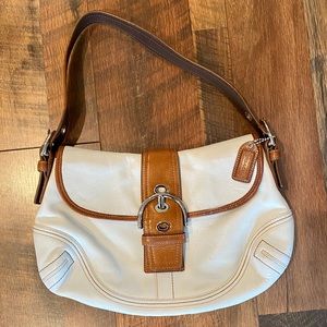COACH Soho Flap White/Tan Leather Bag